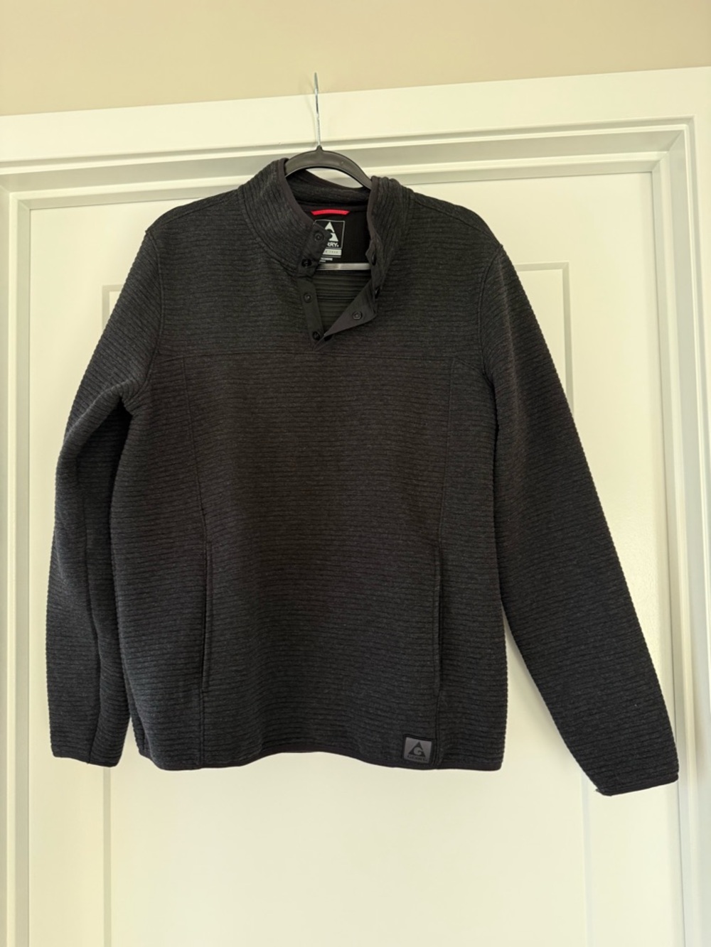 Gerry Weber Men's Black Ribbed Zip-Snap Funnel Neck Sweater